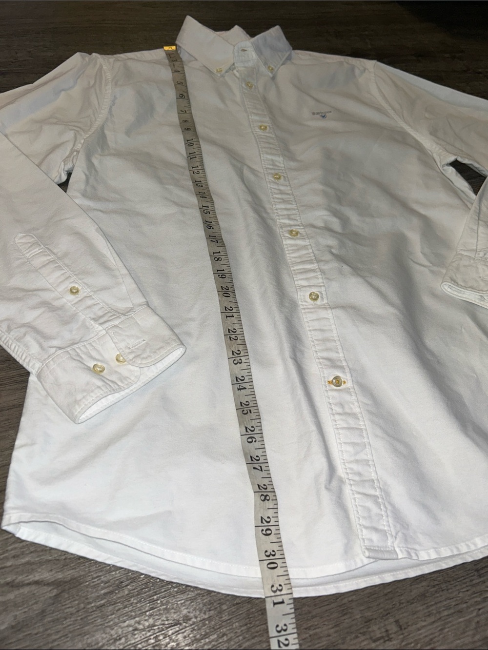 Barbour Tailored Fit White Oxford Button Down Shirt Men’s Medium Cotton - Picture 12 of 13
